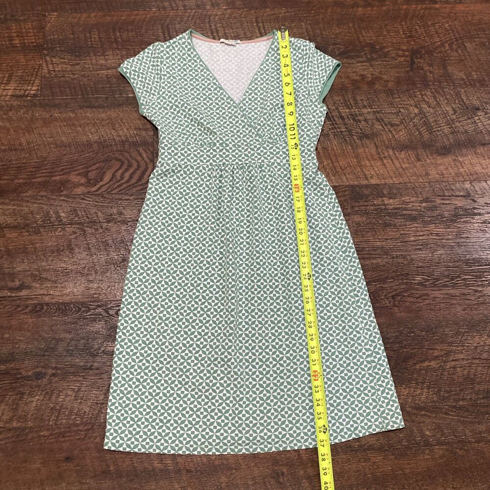 Boden Dress Green White Geometric Print A Line Cotton Stretch Pull On US Size 6 - Picture 3 of 9